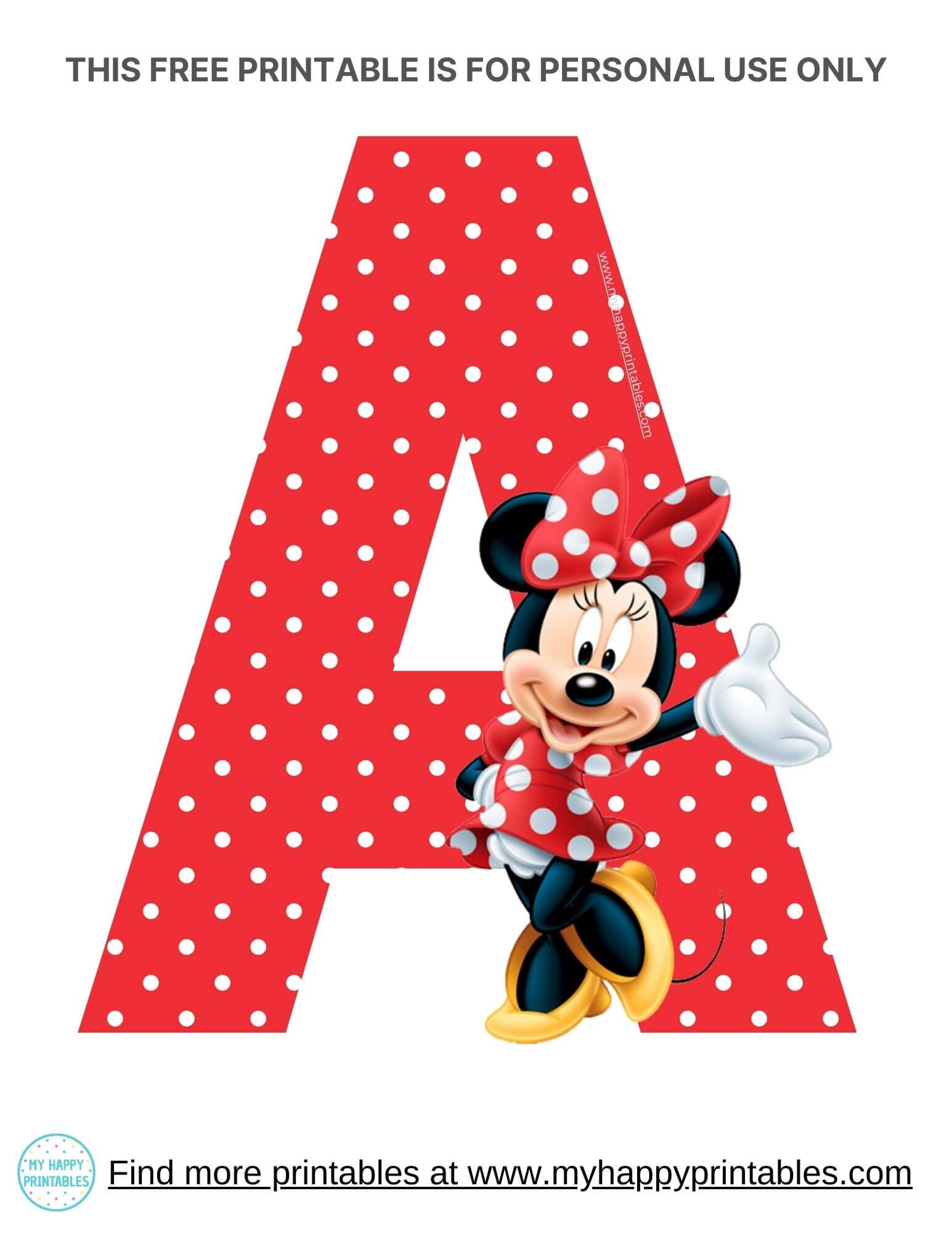 Free printable minnie mouse alphabet