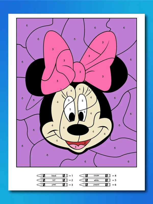 Free disney color by number printables for kids