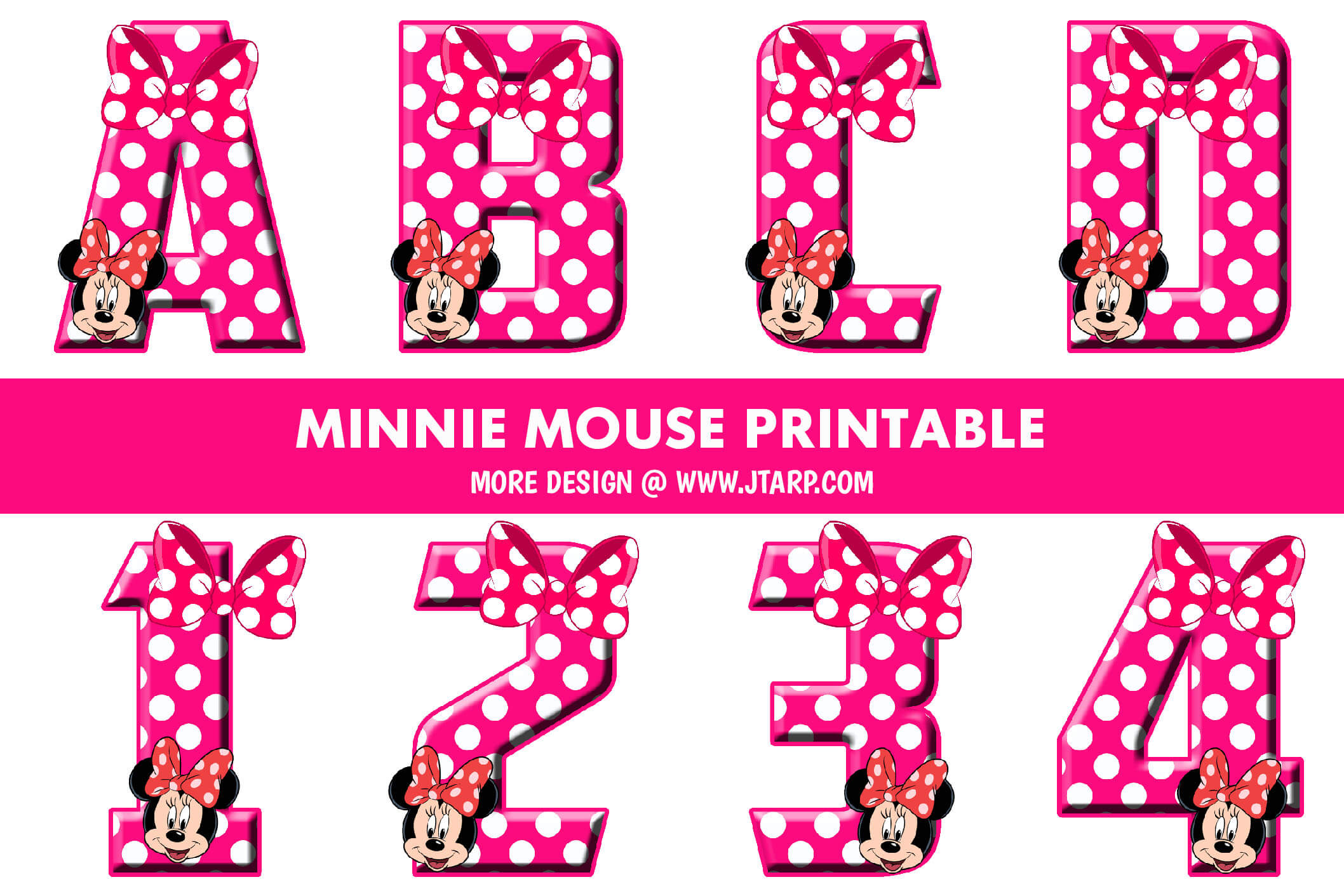 Minnie mouse printable alphabet letters and numbers free download