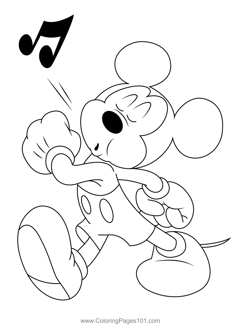 Silant mickey mouse coloring page for kids