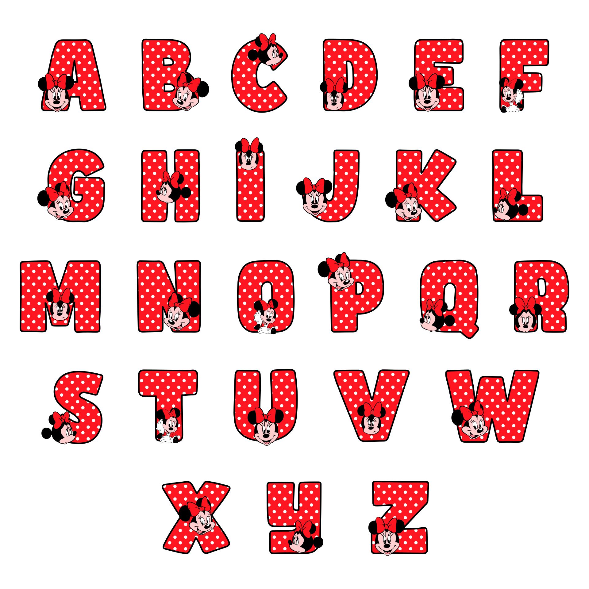 Best minnie mouse printable alphabet letters pdf for free at