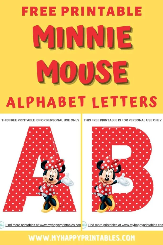 Free printable minnie mouse alphabet