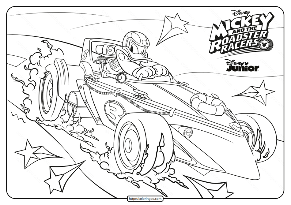 The roadster racers donald duck coloring page