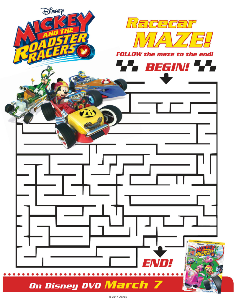 Roadster racers maze from disney and mickey mouse