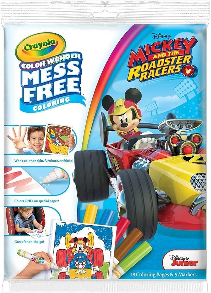 Crayola color wonder mess free coloring pad and markers mickey and the roadster racers toys