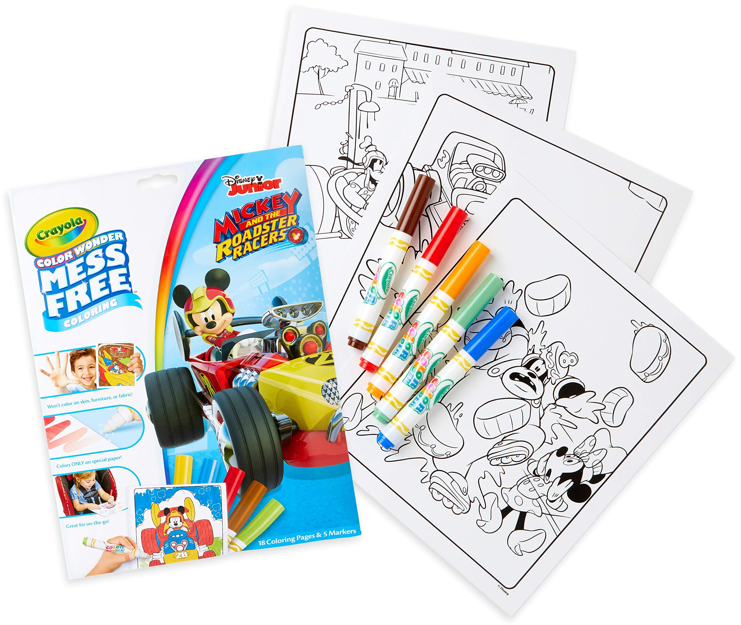 Crayola mess free mickey mouse roadster racers color wonder pad and markers count