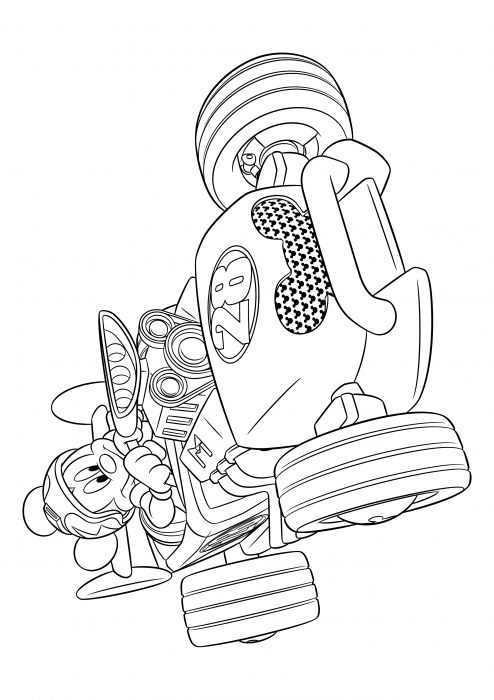 Mickey mouse in a racing car coloring pages mickey mouse and friends coloring pages