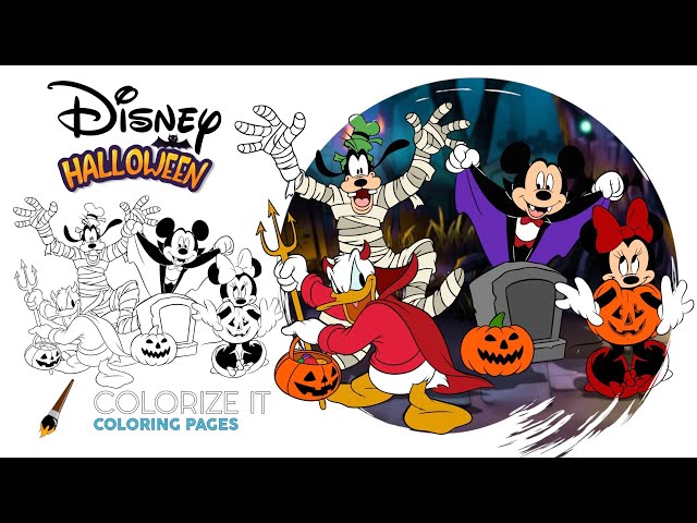 Disney halloween coloring book mickey mouse minnie mouse donald duck and goofy coloring pages