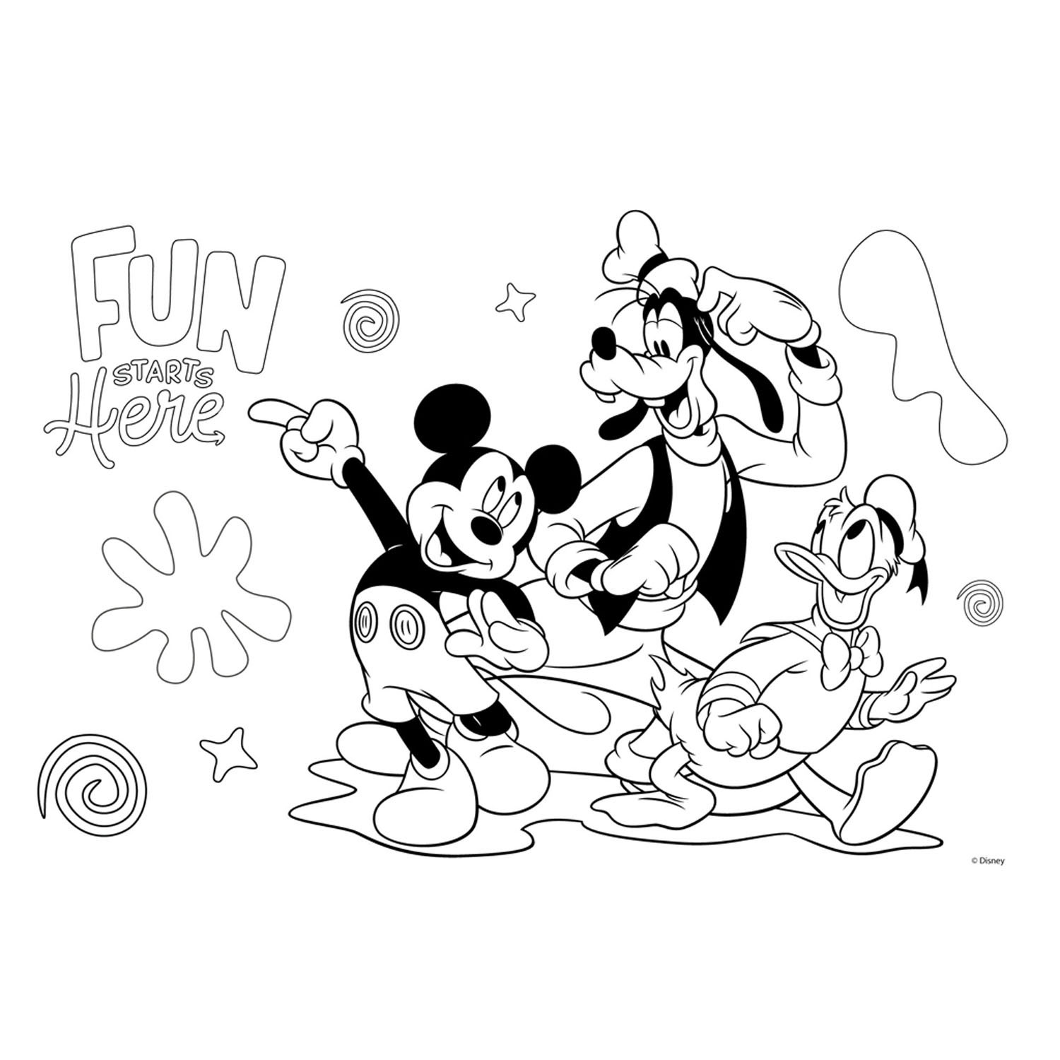 Mickey mouse coloring pages with stencil and sticker sheet thimble toys