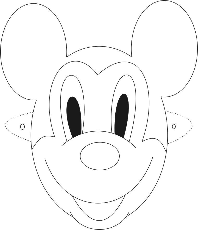 Mickey mouse mask printable coloring page for kids