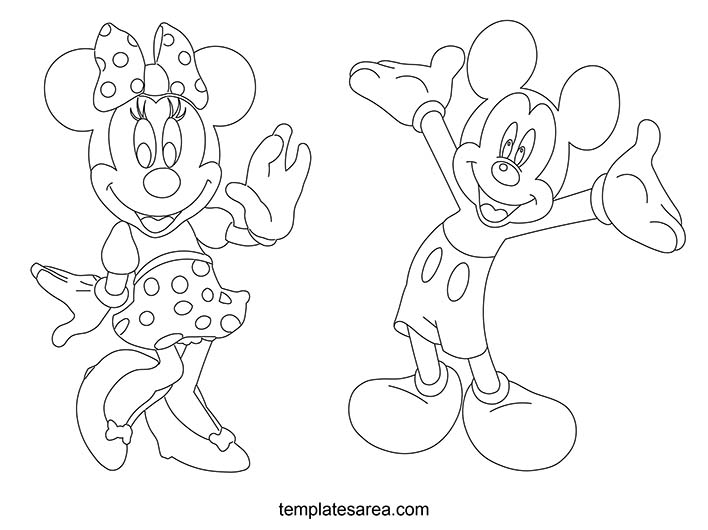 Mickey and minnie mouse printable disney coloring page