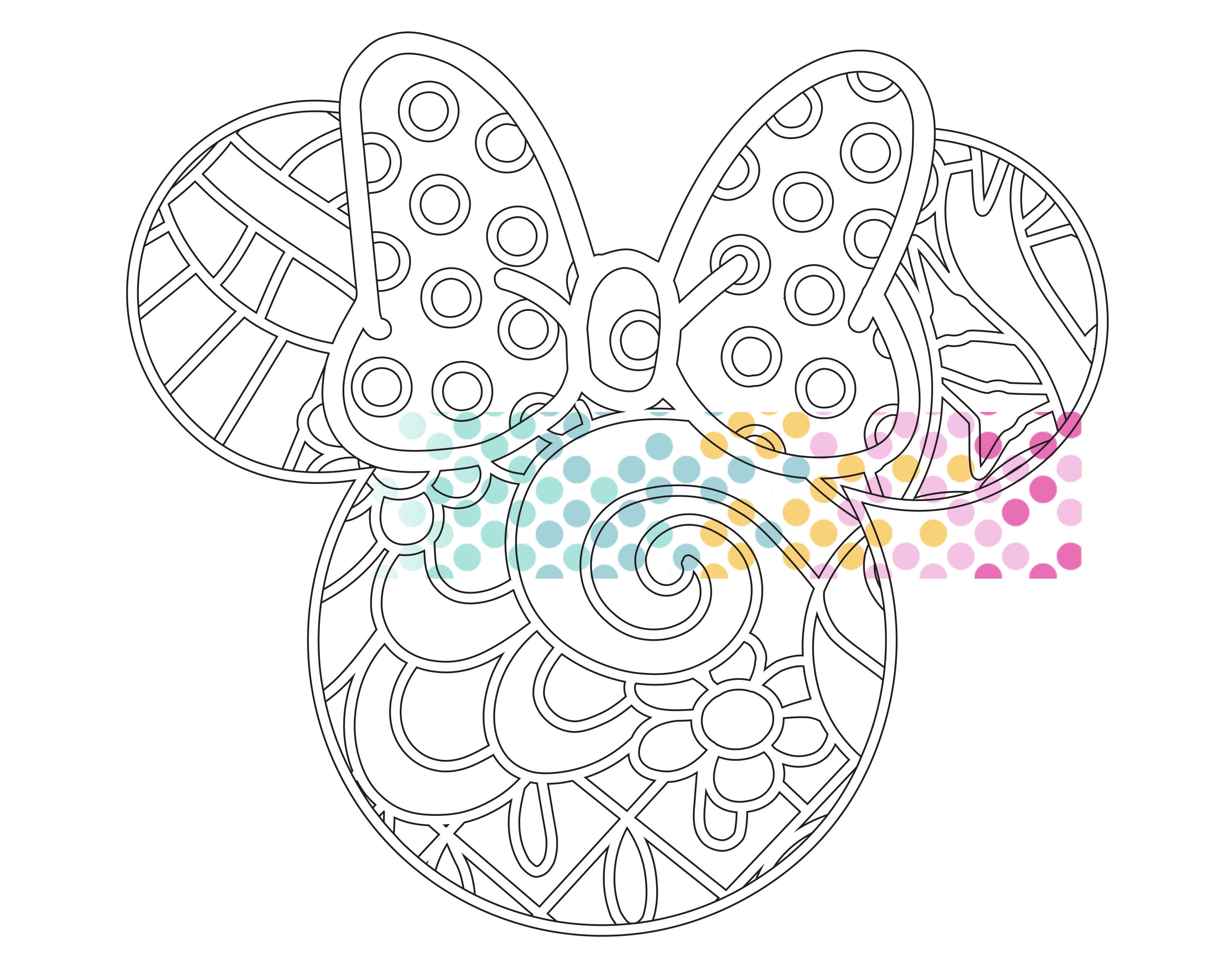 Minnie mouse pdf zentangle printable coloring page