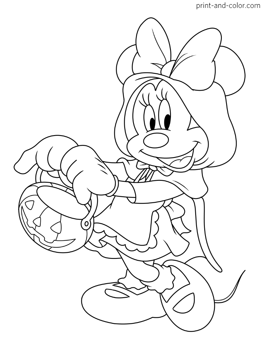 Mickey mouse halloween coloring pages print and color