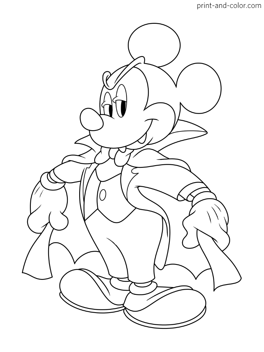 Mickey mouse halloween coloring pages print and color