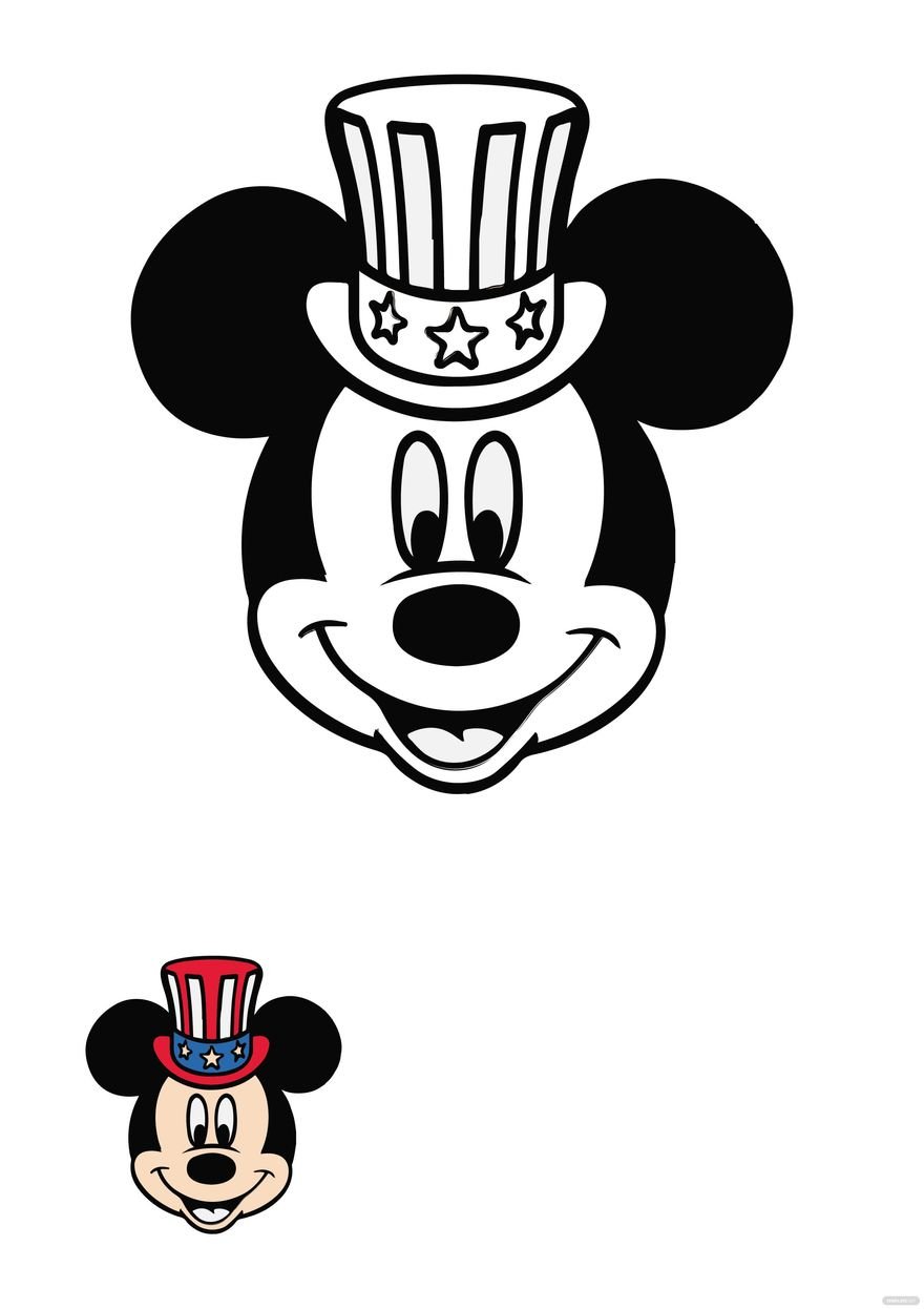 Free mickey th of july coloring page