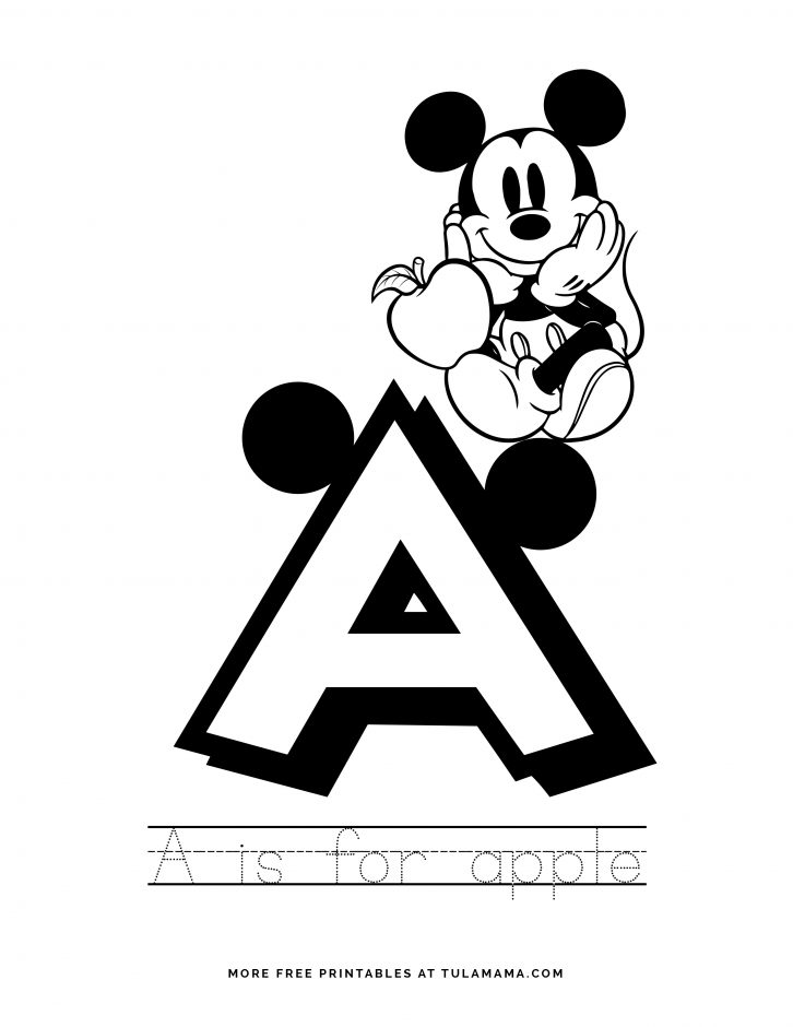 Free printable mickey mouse abc coloring pages