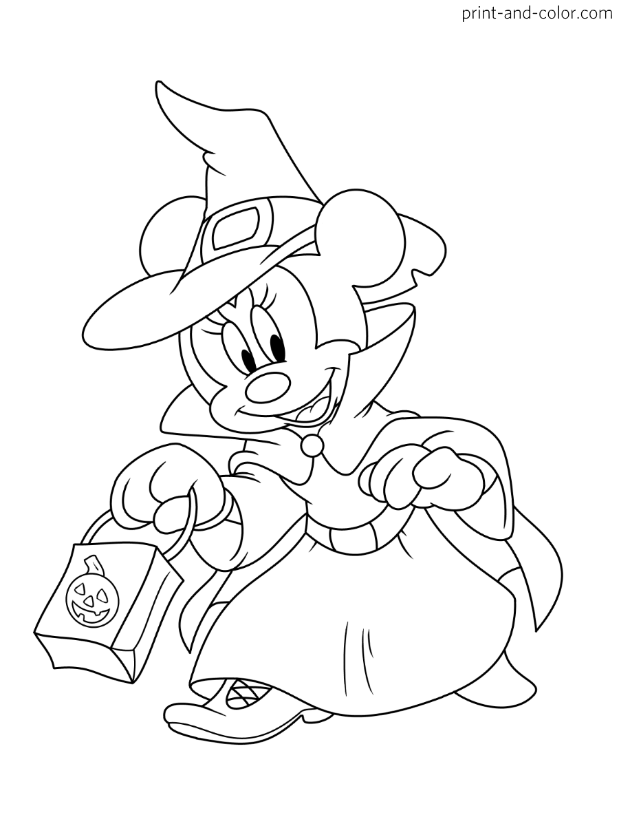 Mickey mouse halloween coloring pages print and color