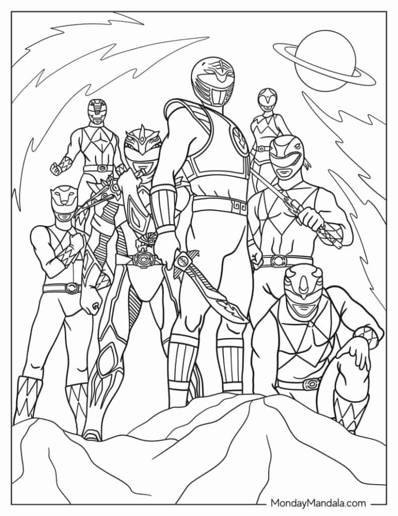 Power rangers coloring pages free pdf printables