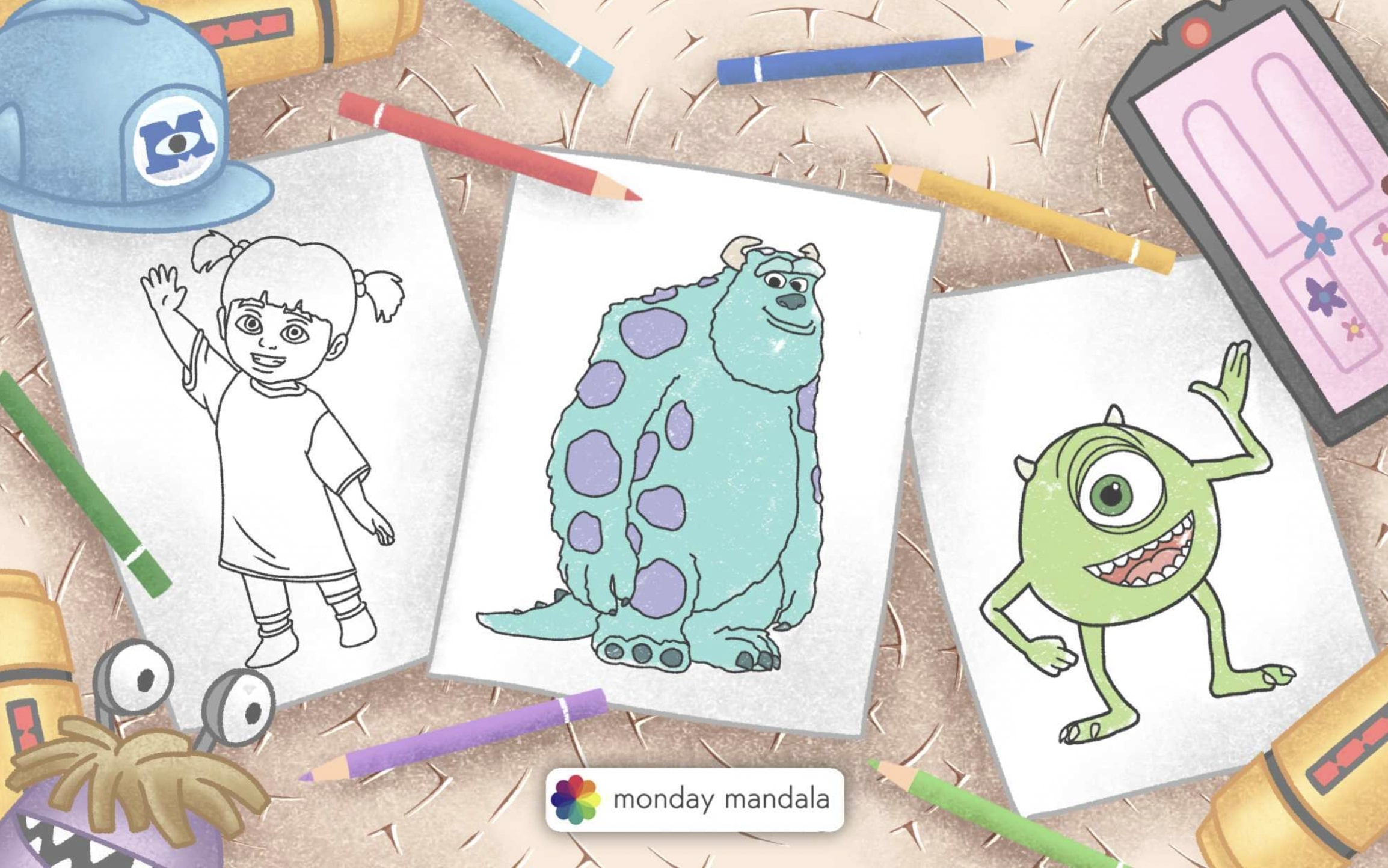 Monsters inc coloring pages free pdf printables