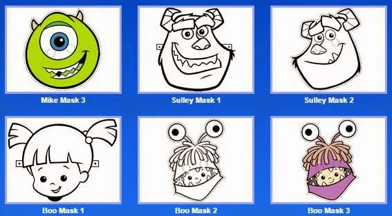 Monsters inc free printable masks