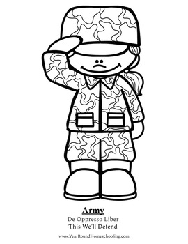 Us military coloring pages by year round homeschooling tpt