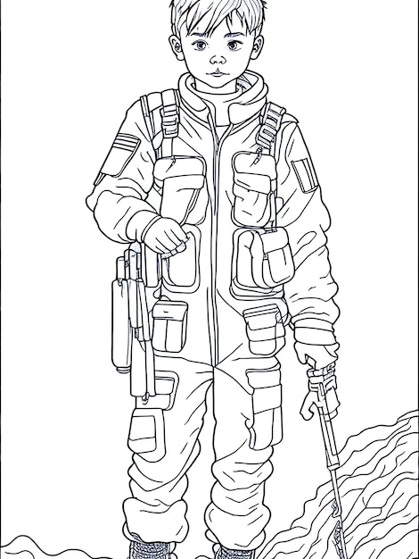 Premium ai image military coloring pages