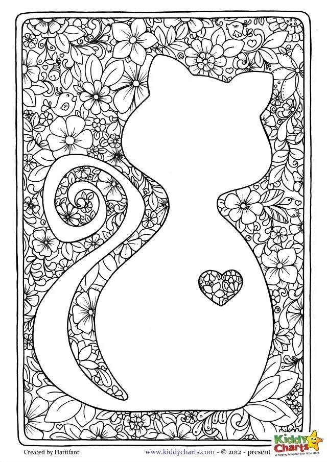 Free cat mindful coloring pages for kids adults