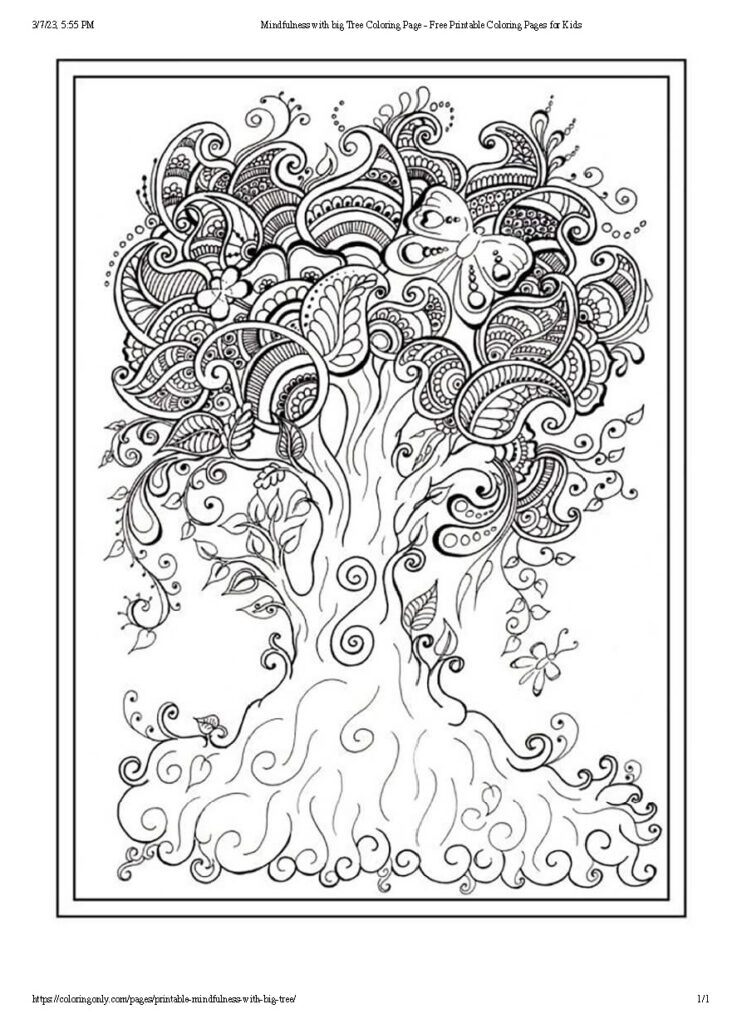 Free mindfulness coloring pages for kids kumarah