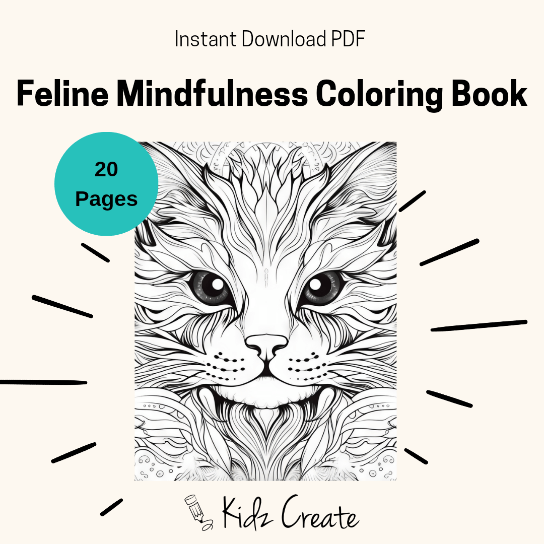 Feline mindfulness coloring book for adults â kidz create