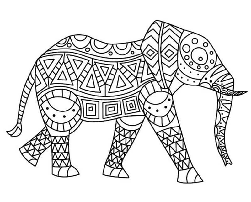 Mindfulness elephant coloring page