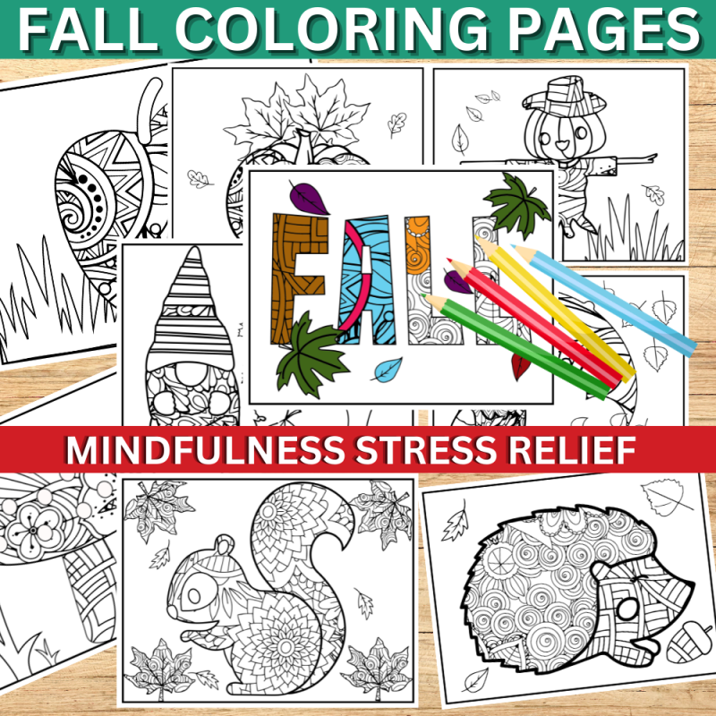 Fall autumn mindfulness coloring pages