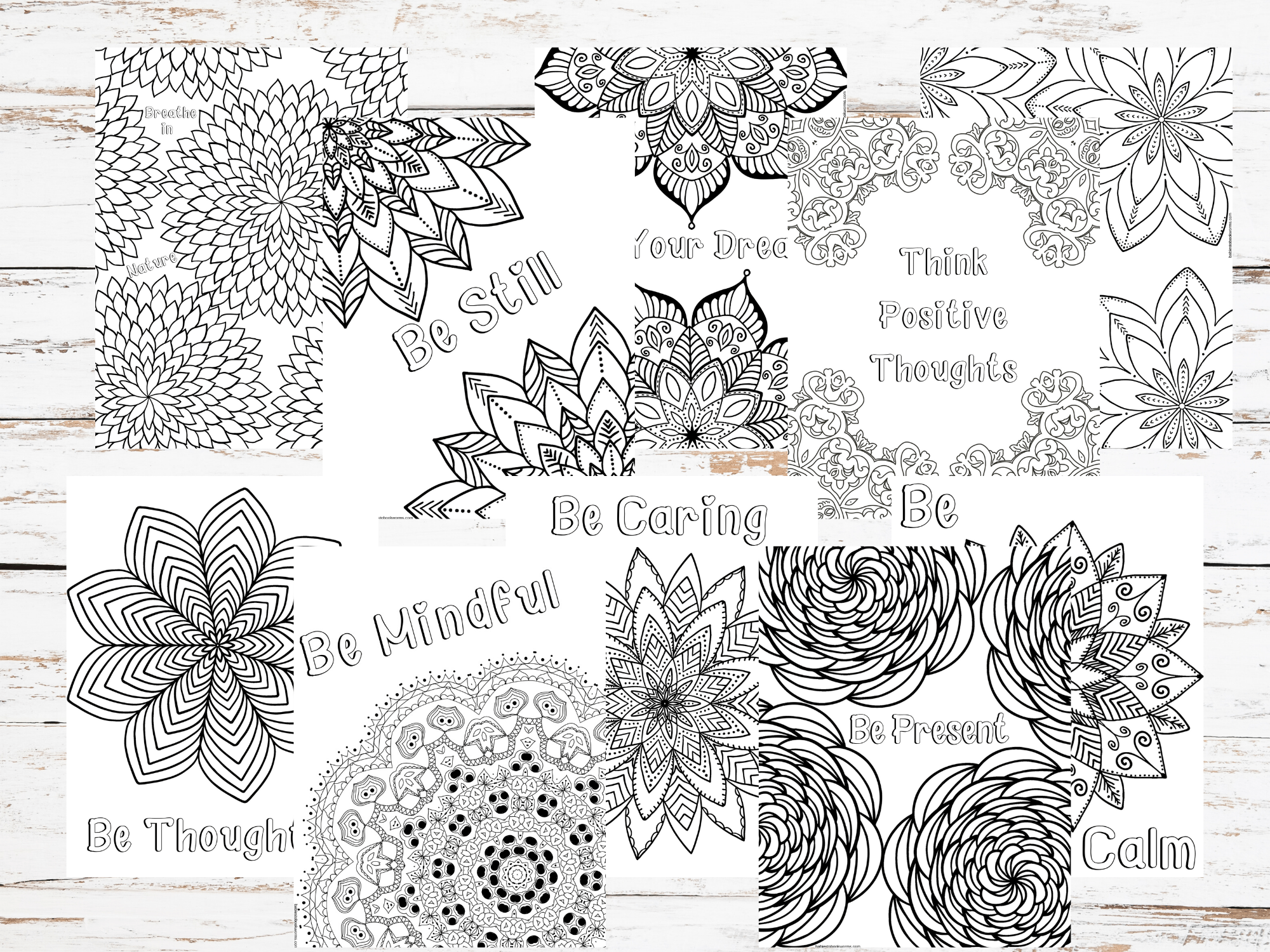 Printable mindfulness coloring book babies to bookworms