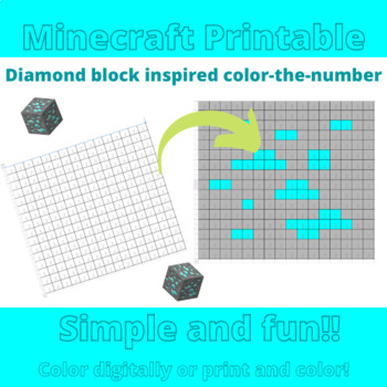 Minecraft diamond block coloring sheet by life skills with ms b tpt