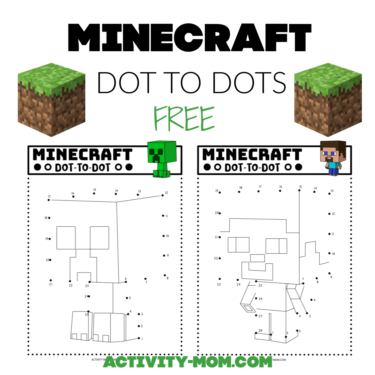 Minecraft dot to dots free printable