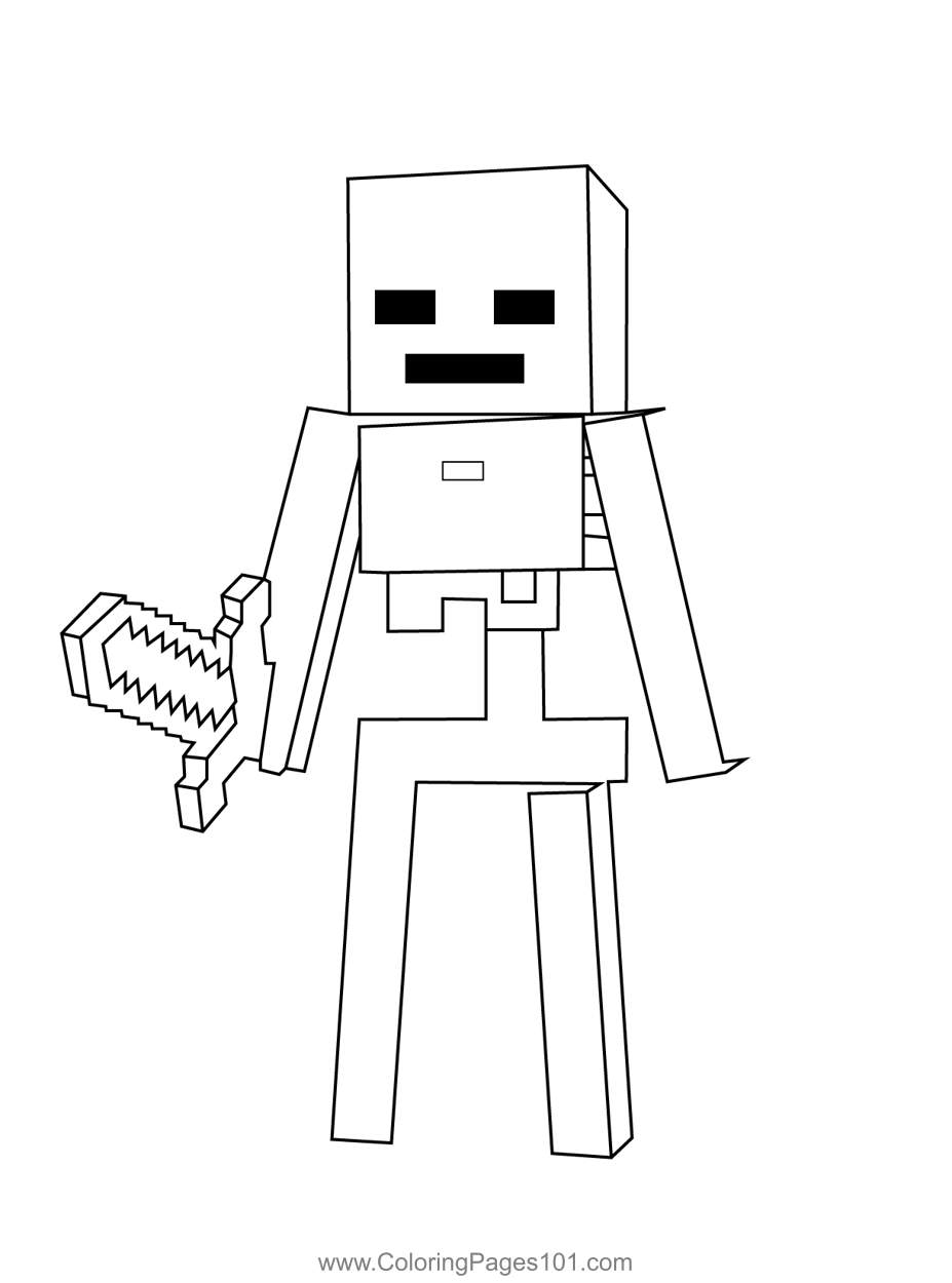 Wither skeleton minecraft coloring page for kids