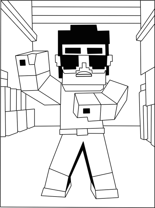 Printable psy minecraft gangnam style coloring page