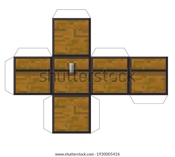 Papercraft mini dirt block chest papercraft stock vector royalty free