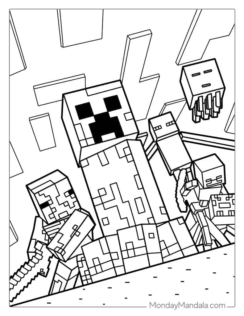 Minecraft coloring pages free pdf printables