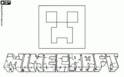 Minecraft logo with the face of a creeper coloring page minecraft coloring pages coloring pages minecraft logo