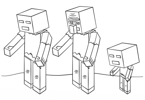 Minecraft zombies coloring page free printable coloring pages