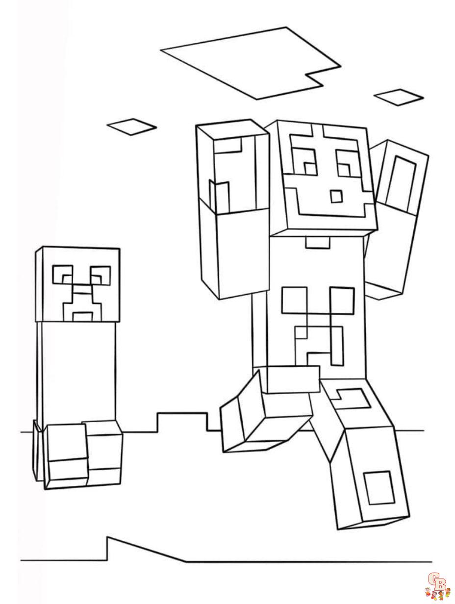 Minecraft coloring pages free printable for kids and adults