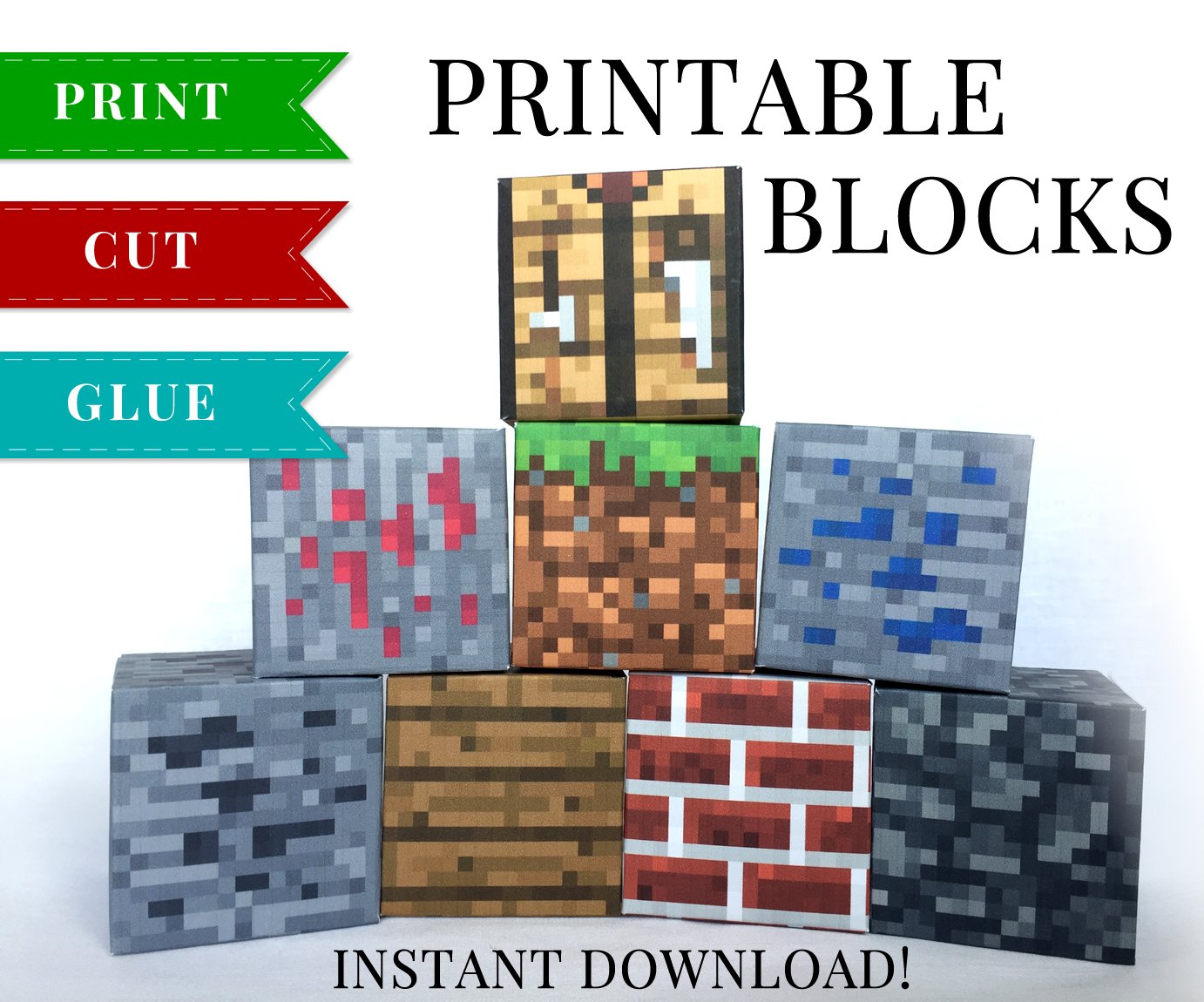 Minecraft printable papercraft blocks