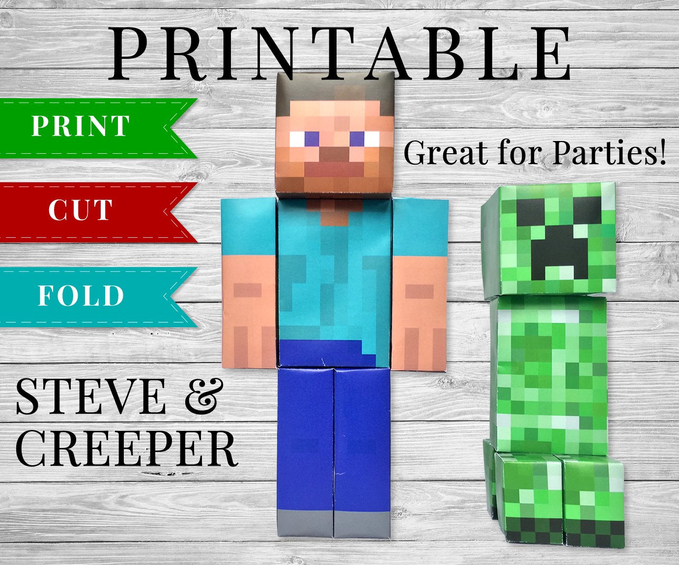 Minecraft printable steve creeper