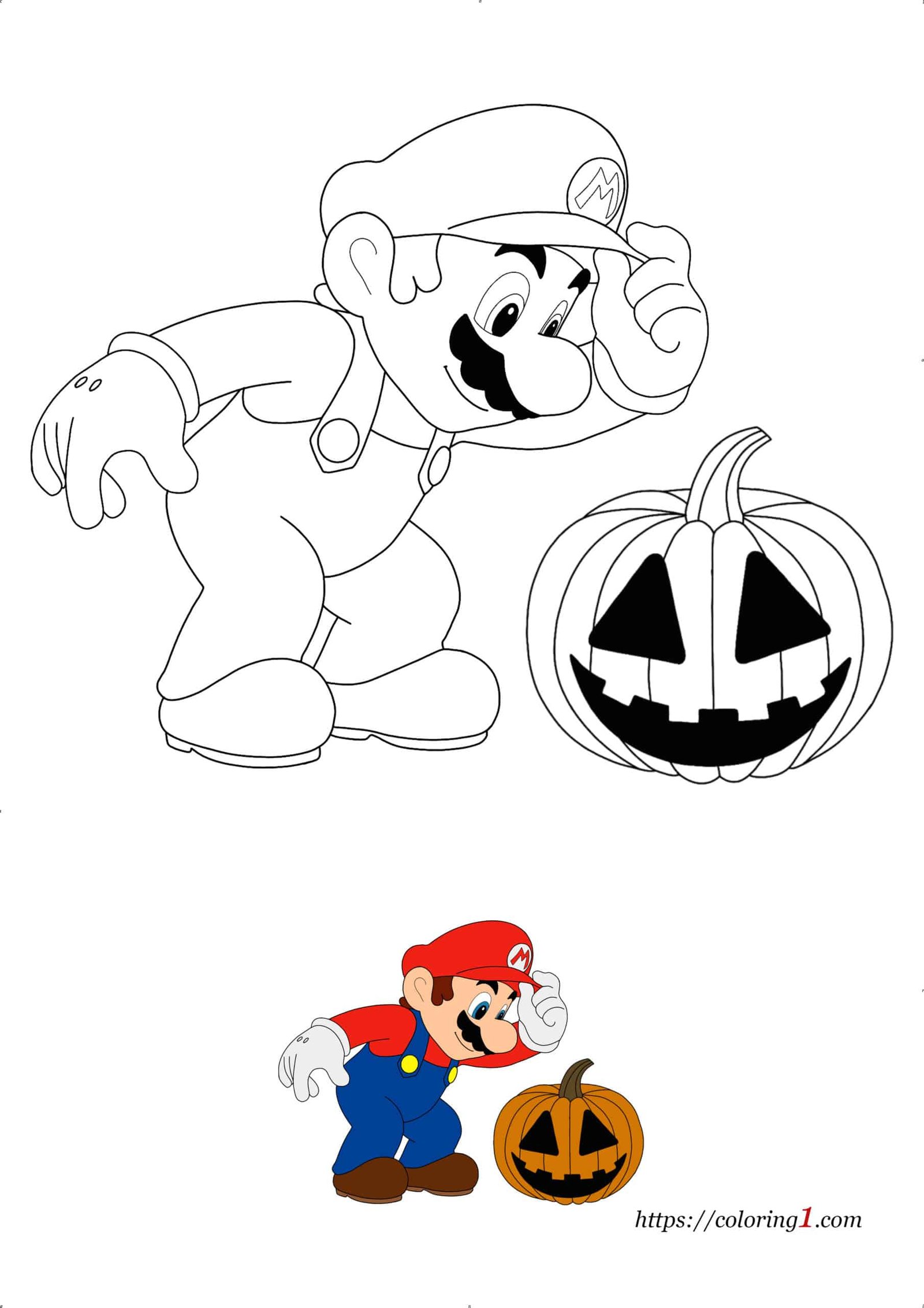 Mario halloween coloring pages