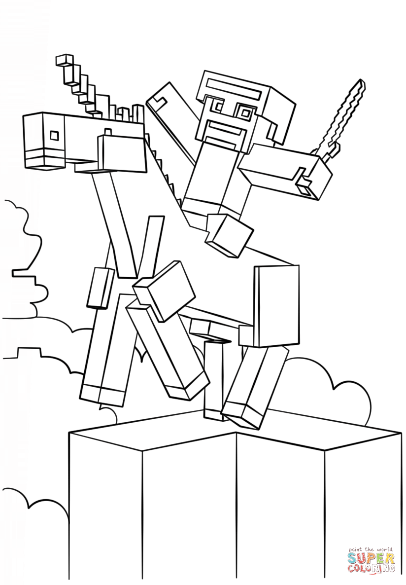 Minecraft unicorn coloring page free printable coloring pages