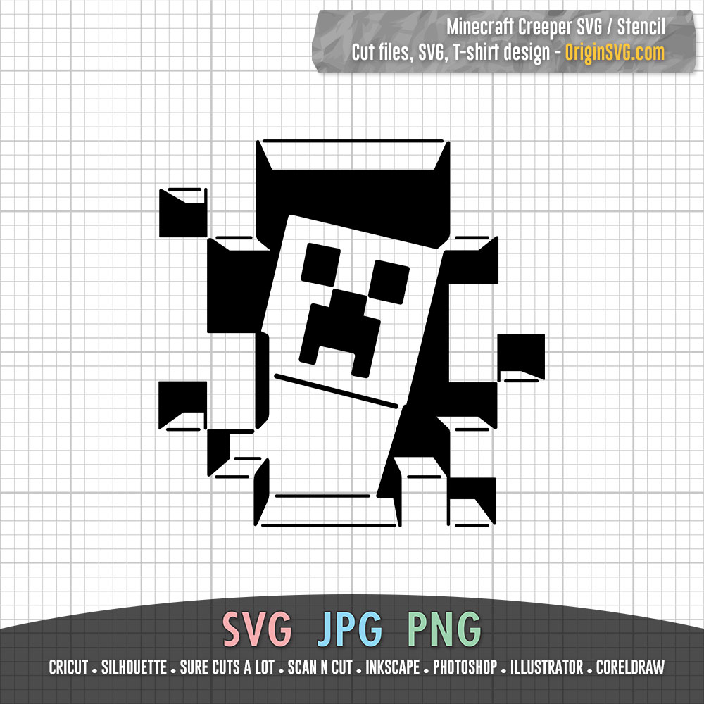 Minecraft creeper stencil design svg