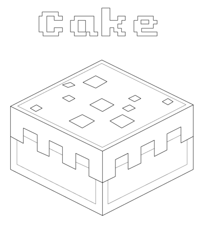 Minecraft cake coloring page free printable coloring pages