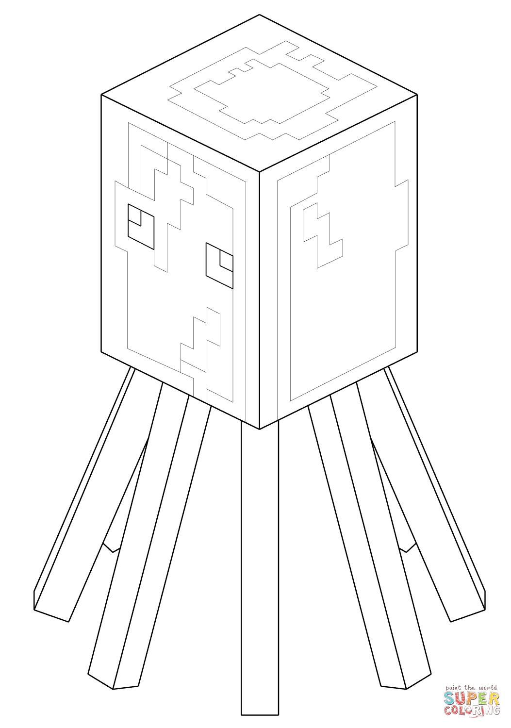 Minecraft squid coloring page free printable coloring pages