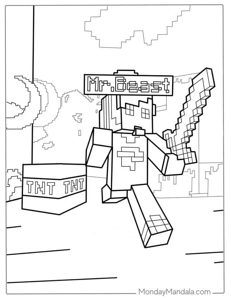 Mr beast coloring pages free pdf printables