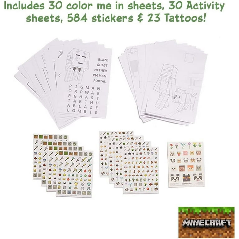 Minecraft kids art kit with carrying tin gel pens markers stickers pc